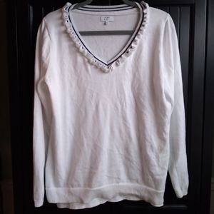 Crown and Ivy White V Neck Sweater